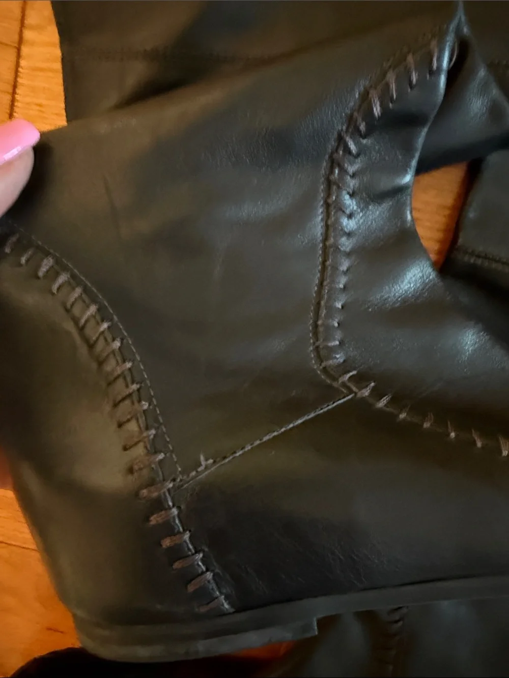Jack Rogers Black Over-the-Knee Leather Wedge Boots size 7 made in Brazil.
